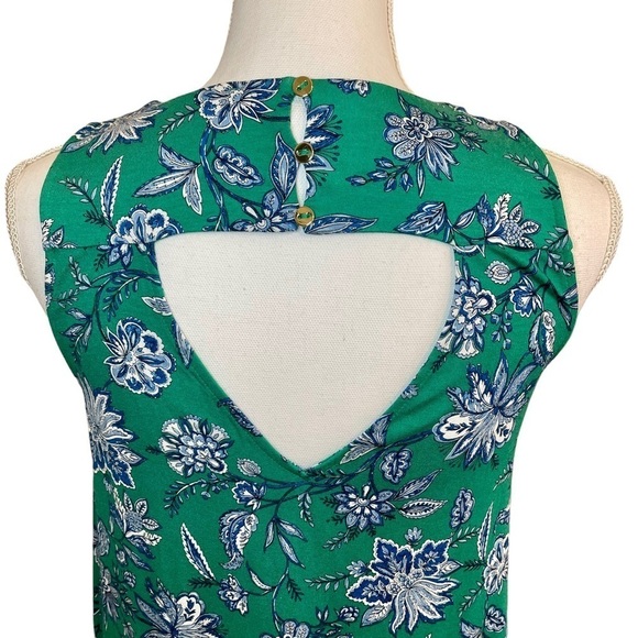Ann Taylor LOFT Green White and Blue Floral Sleeveless Casual Swing Dress. Sz. S - Picture 4 of 10